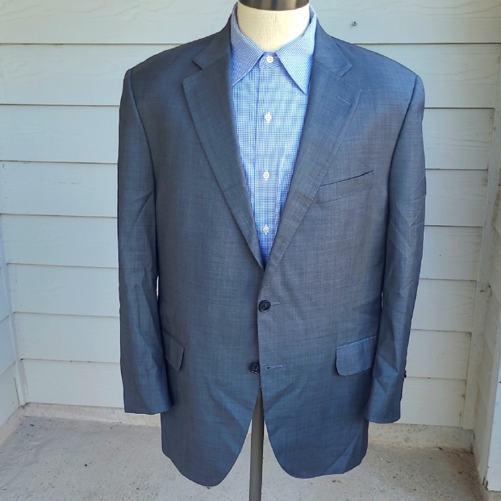 PETER MILLAR Recent Grey Weave Solid Wool Canada Sz 44 R Sport Coat Blazer
